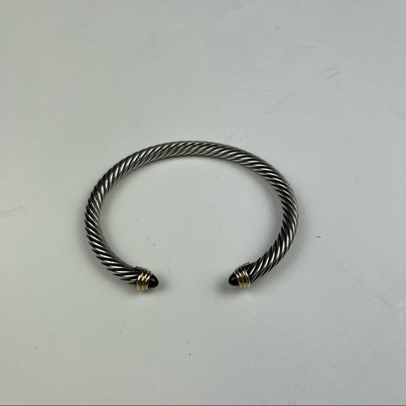 David Yurman sterling silver & 14k gold 5mm Bracelet with Black Onyx - Picture 2 of 13